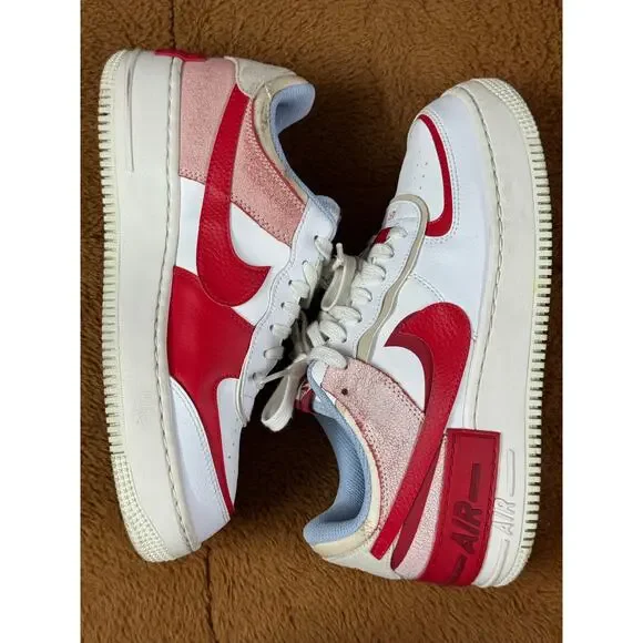 Nike Air Force 1 Shadow White/University Red CI0919-108 Women's size 10 - Picture 5 of 10